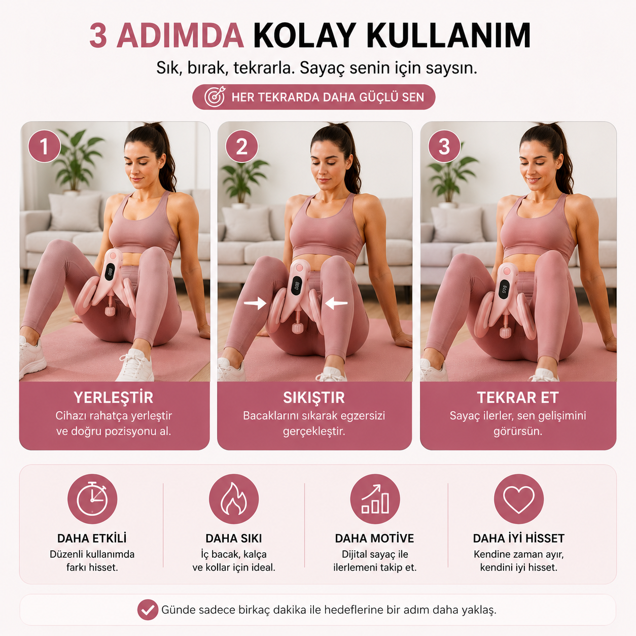 Velfit - Akıllı Sayaçlı İç Bacak, Kalça ve Kol Sıkılaştırma Aleti