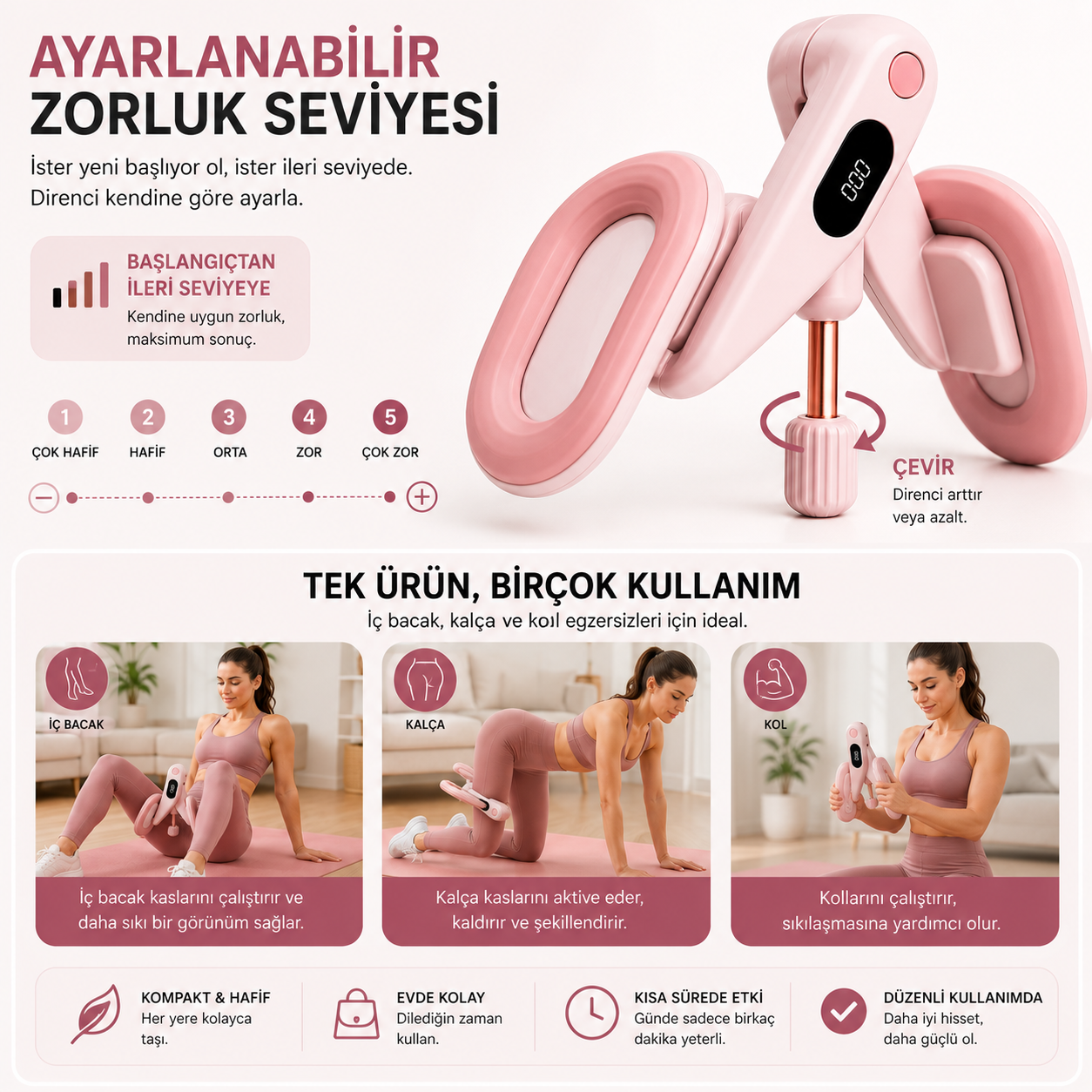 Velfit - Akıllı Sayaçlı İç Bacak, Kalça ve Kol Sıkılaştırma Aleti